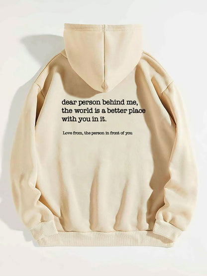 Women's Plush Sweater Plain Letter Printed Hood
