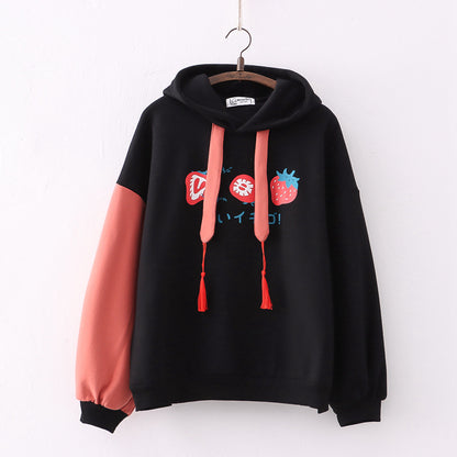 Tassel Hooded Plush And Thick Pullover Sweater