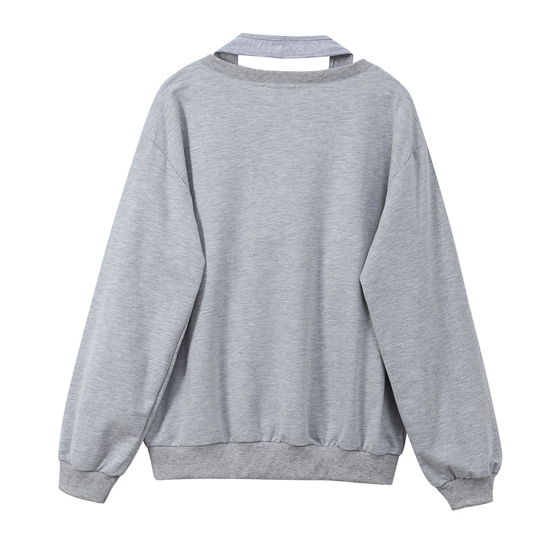 Grey V-neck Sweater Women's Design Sense Is Niche